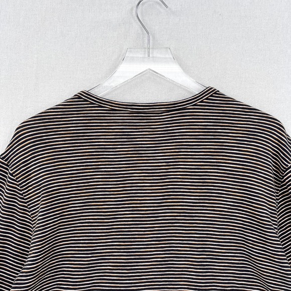 VINCE Mens Long Sleeve Shirt Large White Nightshade Slub Stripes Split Neck NWOT - Picture 7 of 14